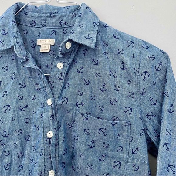 J.Crew Factory anchor print chambray popover shirt - Picture 2 of 4